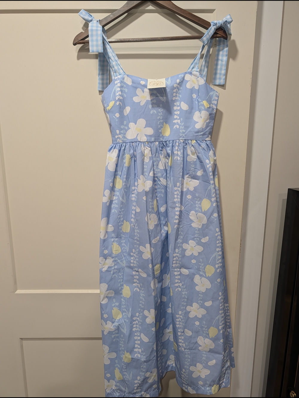 The Beaufort Bonnet Company Light Blue Floral Tie-Shoulder Dress